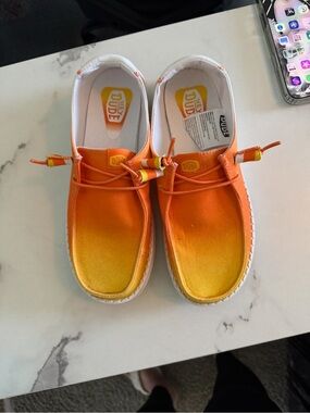 Hey Dude Women's Orange to Yellow Gradient Slip-On Loafers